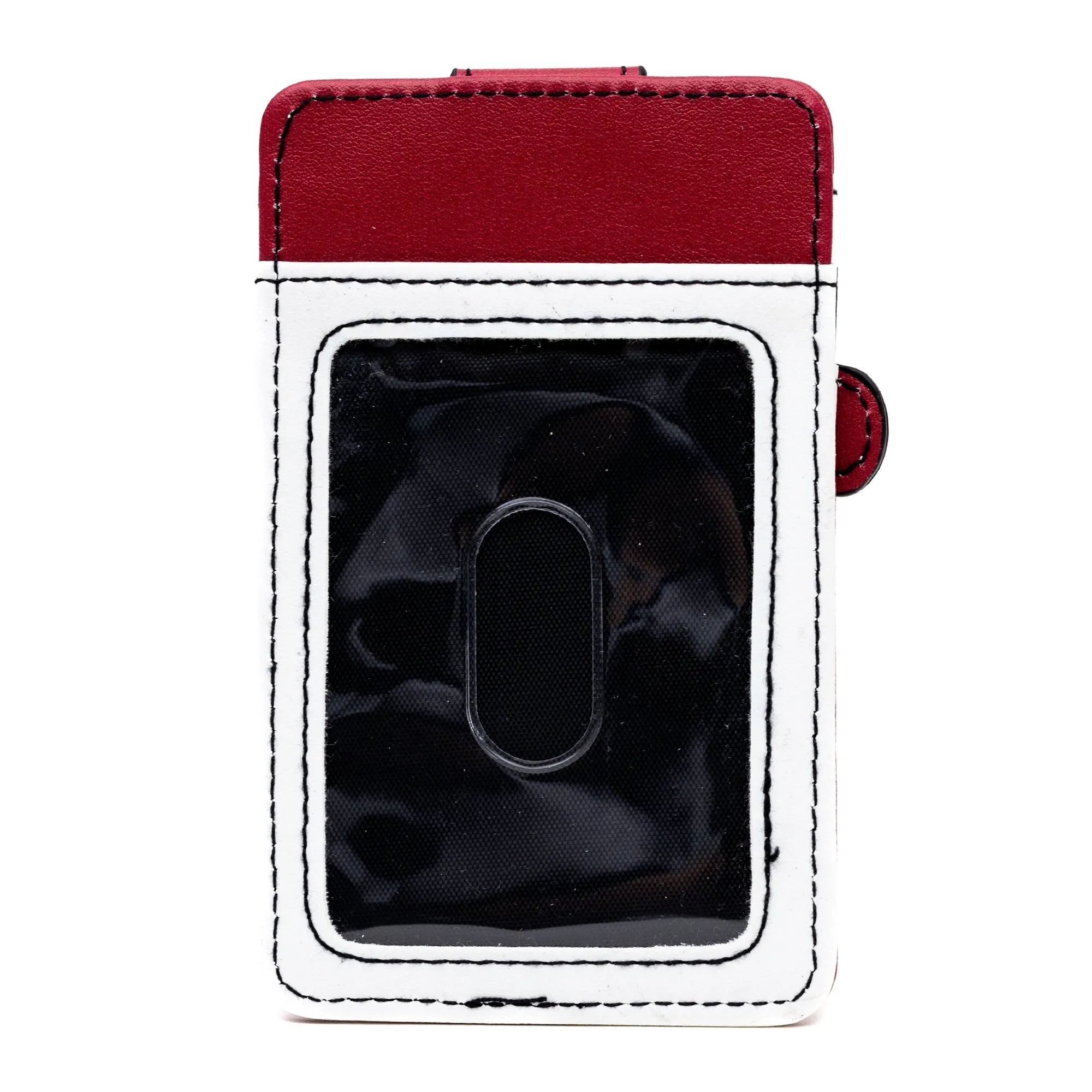 Disney Vegan Leather Wallet, ID Card Holder, Holiday Mickey Mouse Santa Claus Red White Black, 3.0" x 5.0"