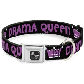 Dog Bone Seatbelt Buckle Collar - DRAMA QUEEN Black/Fuchsia by Buckle-Down