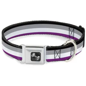 Dog Bone Seatbelt Buckle Collar - Flag Asexual Black/Gray/White/Purple by Buckle-Down