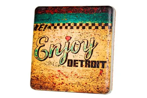 Enjoy Detroit Porcelain Tile Coaster