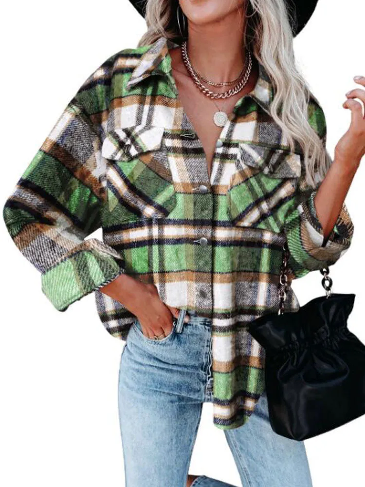 Fashionkova  Autumn Jackets Coats Women Winter Plaid Jacket Women Long Checkered Jacket Woman Overshirt Female Shirt Coat For Women 2022