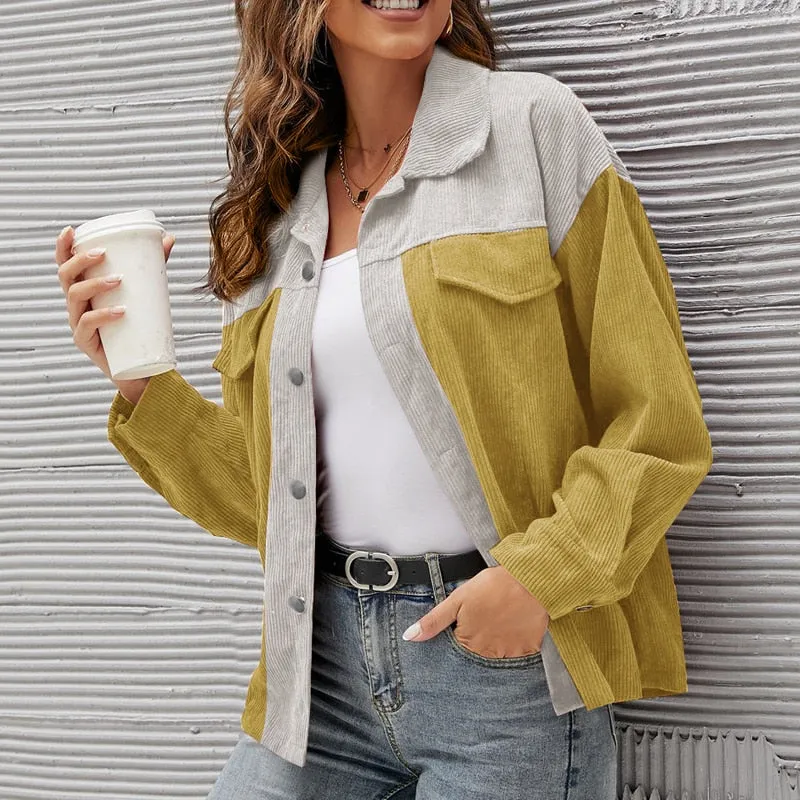 Fashionkova  New Autumn Winter Corduroy Jacket Women Casual Long Sleeve Female Clothing Buttons Coats Women Tops Outwear Windbreaker  23270