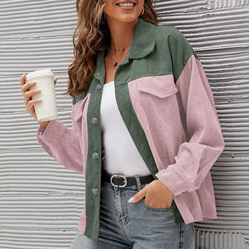 Fashionkova  New Autumn Winter Corduroy Jacket Women Casual Long Sleeve Female Clothing Buttons Coats Women Tops Outwear Windbreaker  23270