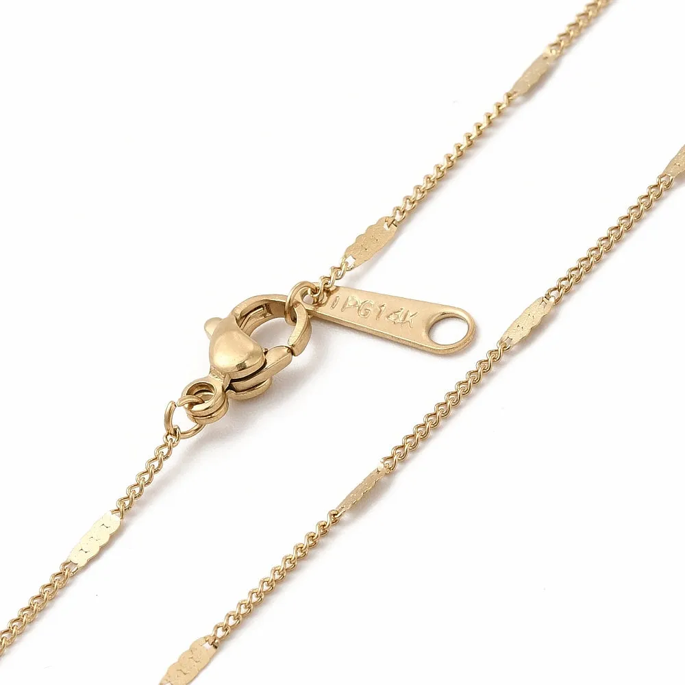 Flat Satellite Curb Chain Necklace - Plated Stainless - 20"