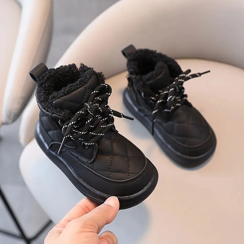 Furry Lined Chunky Winter Boots for Kids