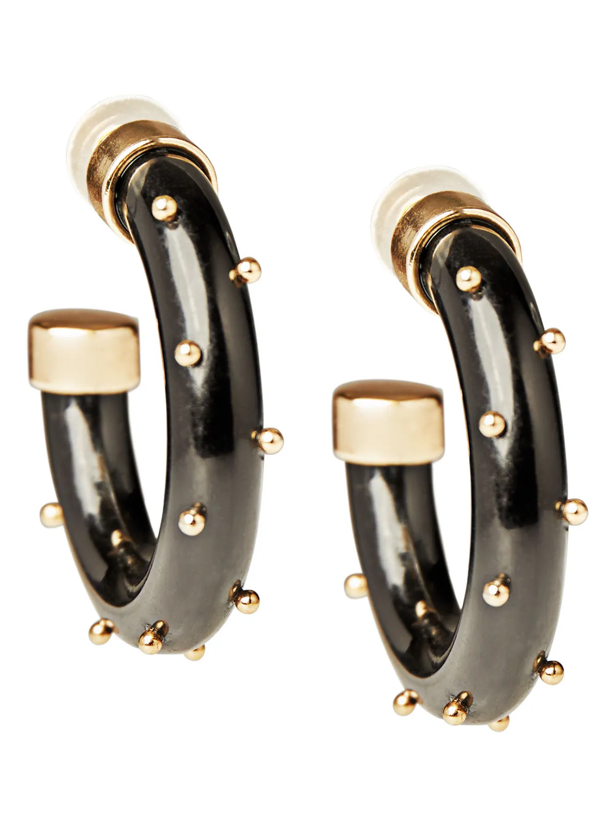 Gold & Black Resin Hoop Earrings