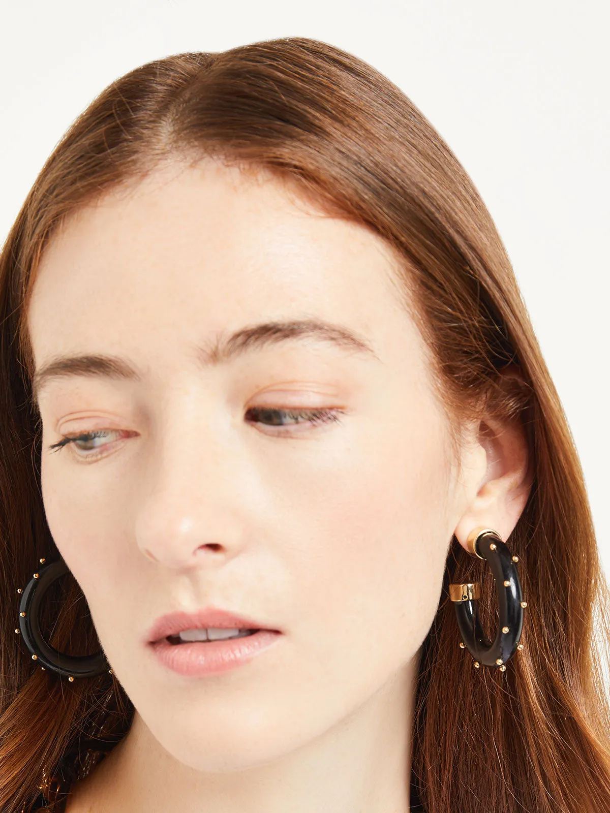 Gold & Black Resin Hoop Earrings