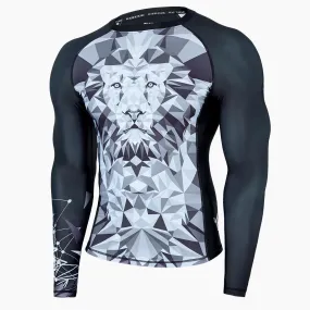 Graphic UPF50  Long Sleeve Rash Guards for Men - Lion Style