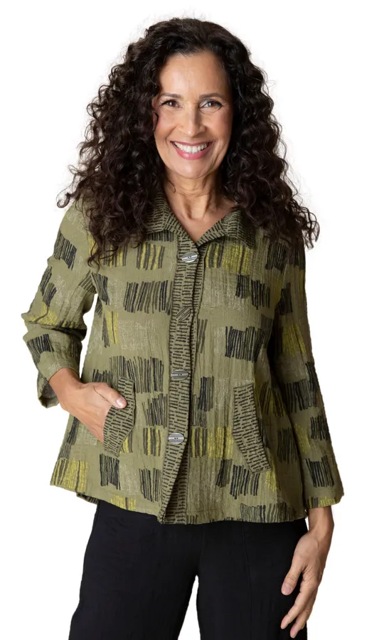 Habitat Express Travel Fine Lines Pleat Back Jacket in Olive - 35049-OLV