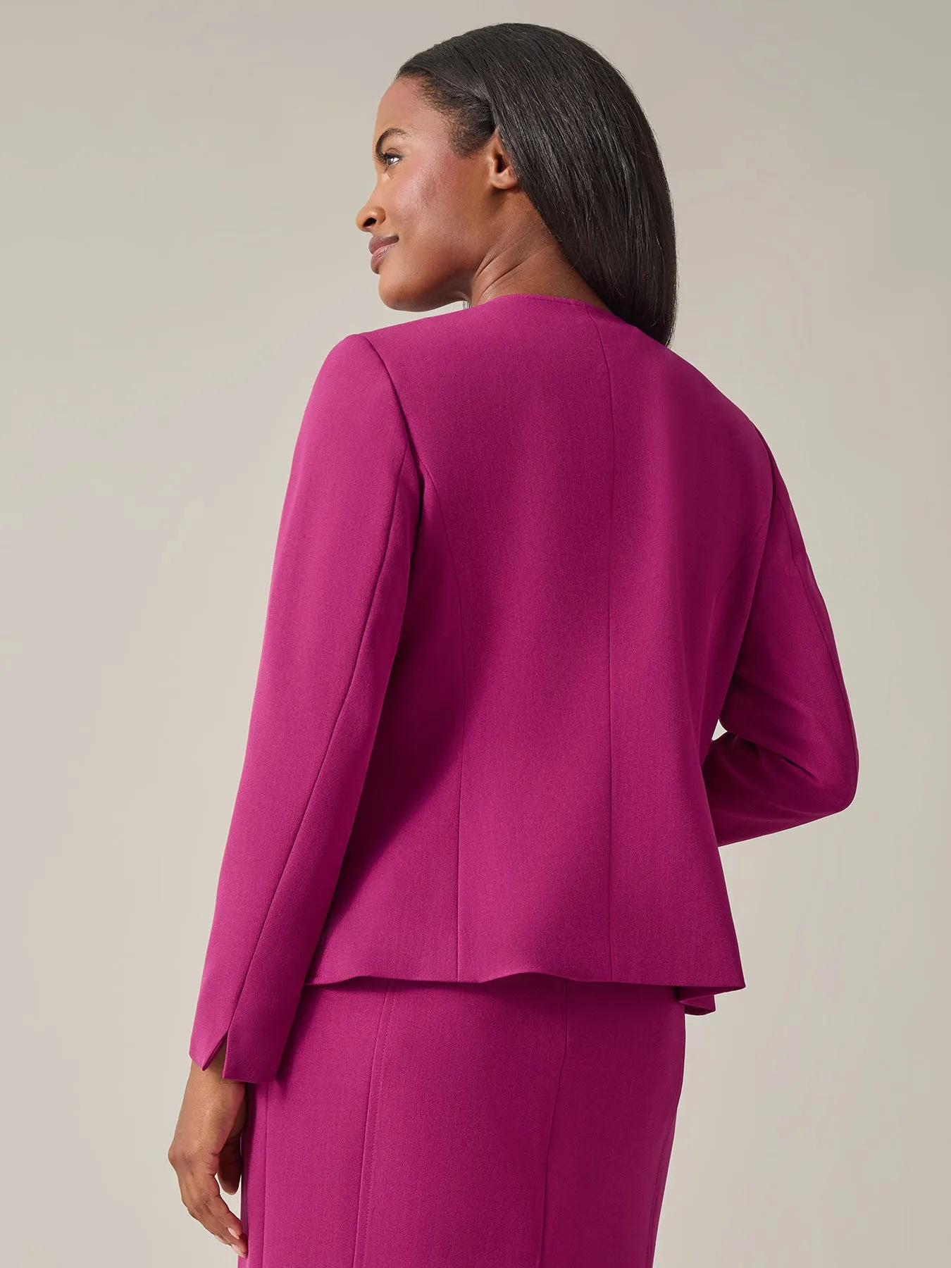 Jewel Neck Jacket, Iconic Stretch Crepe