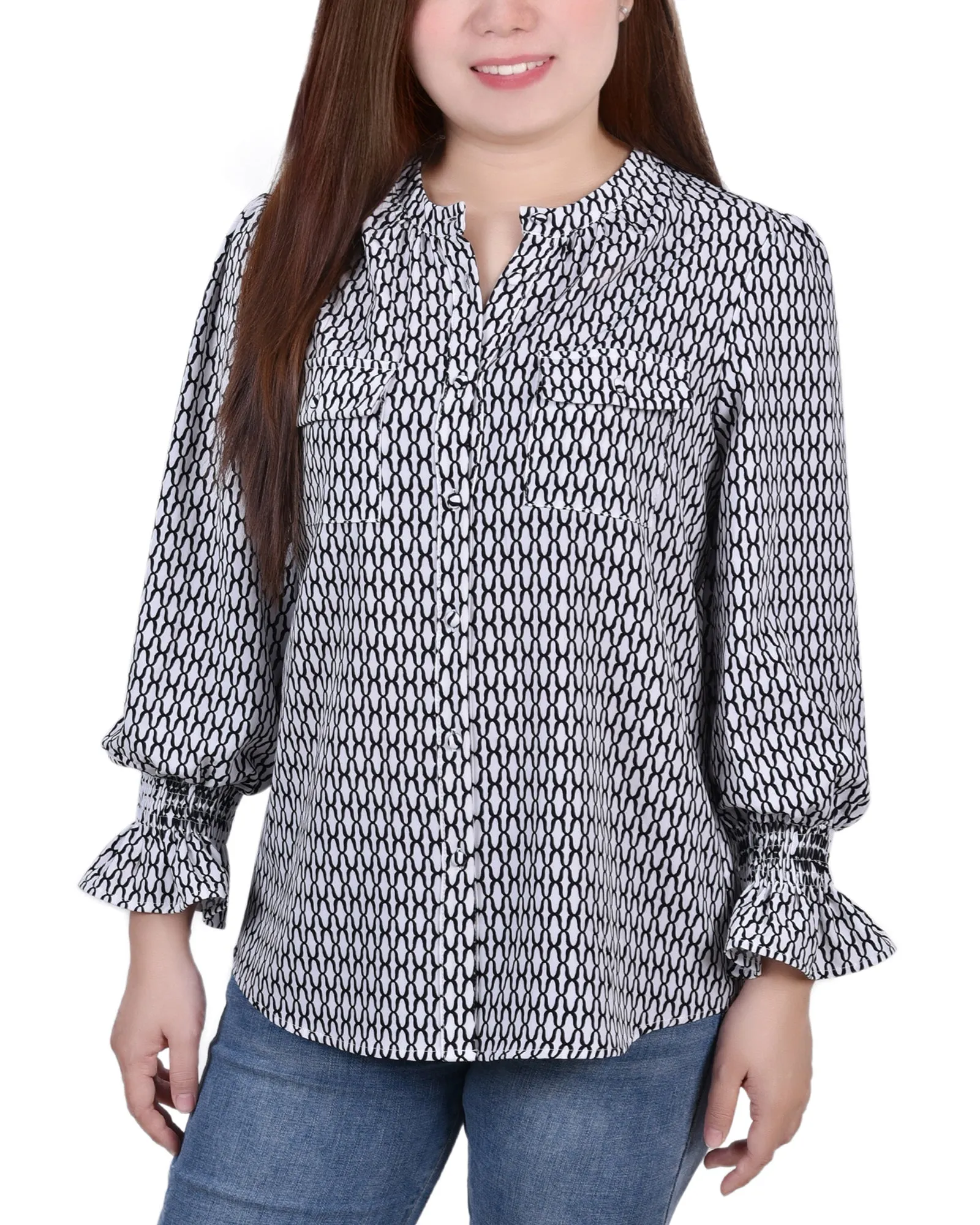 Long Sleeve Y Neck Blouse