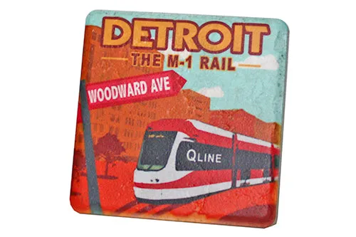 M1 Rail Travel Poster Porcelain Tile Coaster