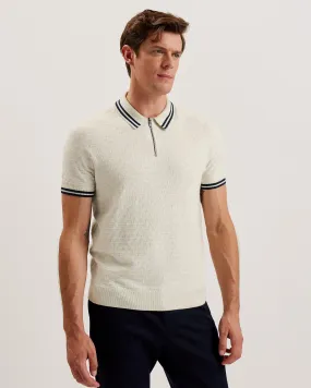 Mahani Short Sleeve T Textured Polo Shirt Beige