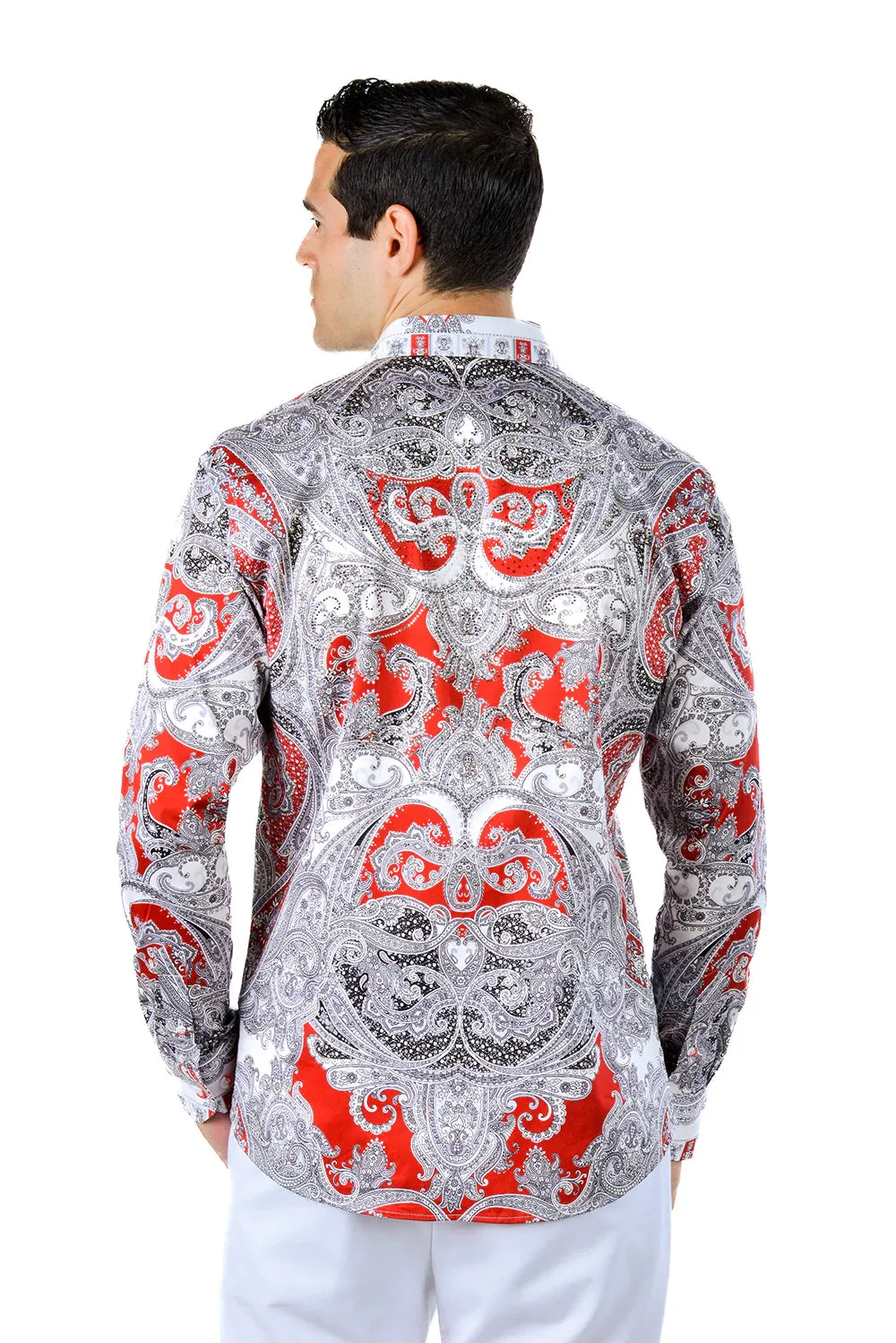 Men's Button-Up Rhinestone Paisley Shirt