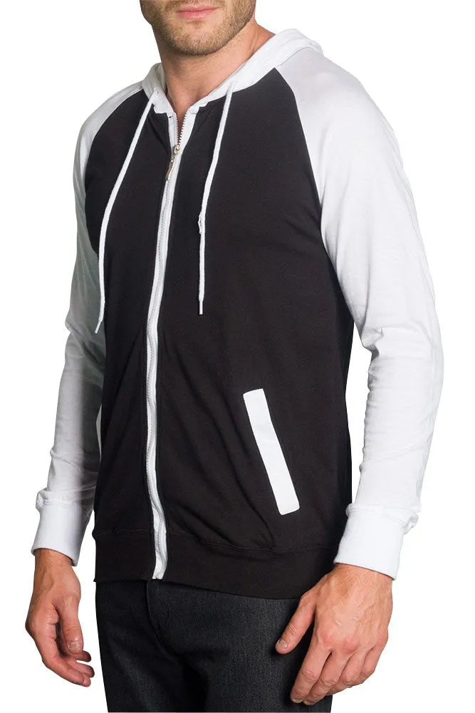 Men's Raglan Light Weight Zip Down Hoodie