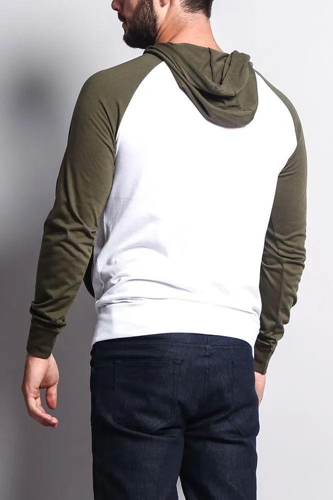 Men's Raglan Light Weight Zip Down Hoodie