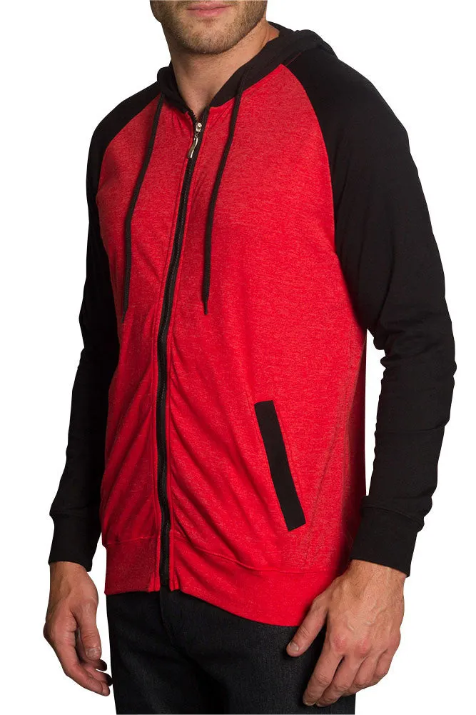 Men's Raglan Light Weight Zip Down Hoodie