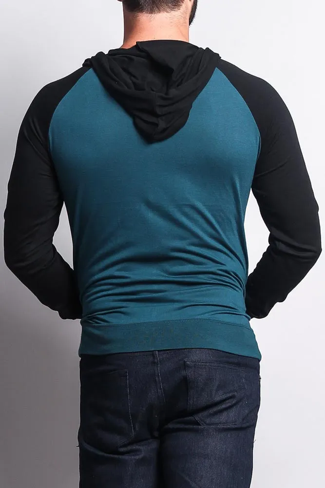 Men's Raglan Light Weight Zip Down Hoodie