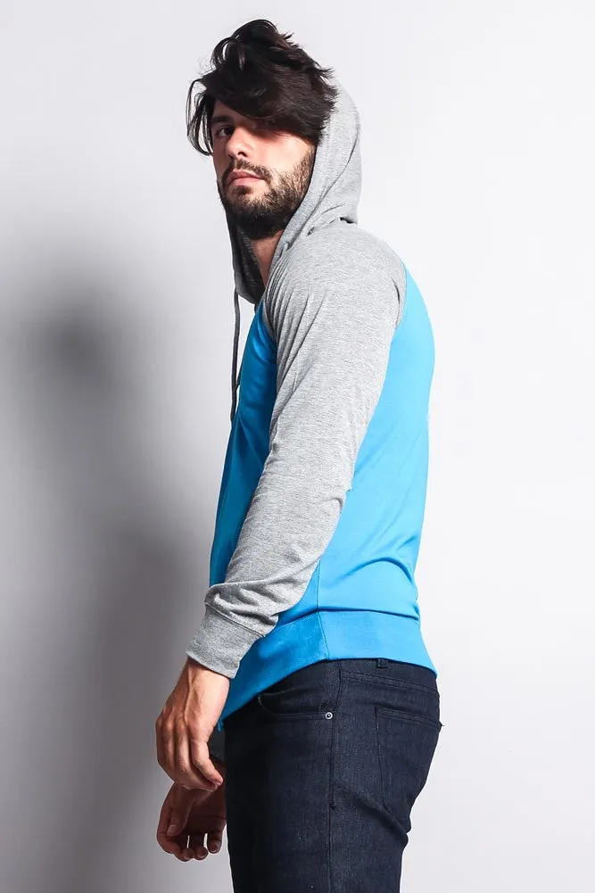 Men's Raglan Light Weight Zip Down Hoodie