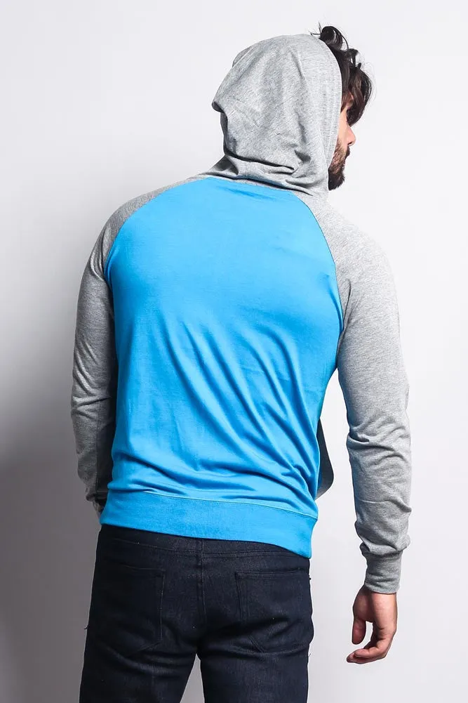 Men's Raglan Light Weight Zip Down Hoodie