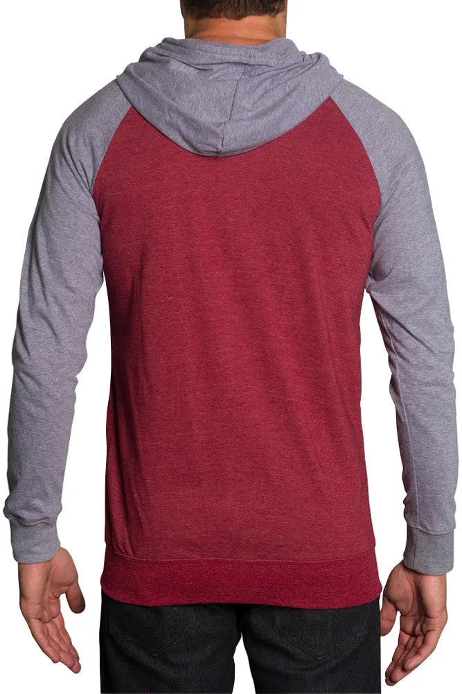 Men's Raglan Light Weight Zip Down Hoodie