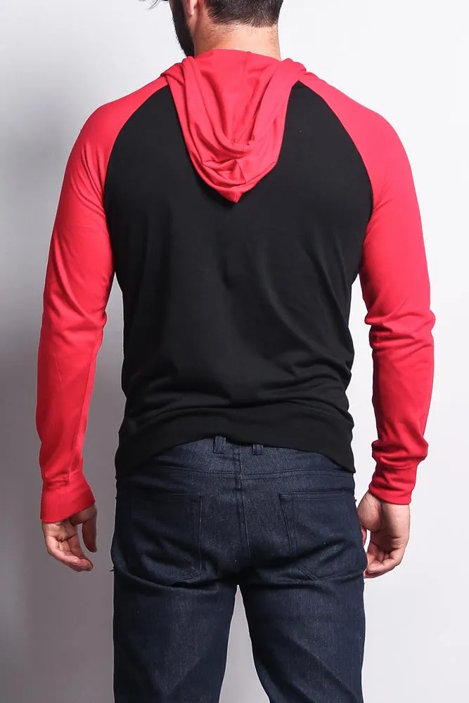 Men's Raglan Light Weight Zip Down Hoodie