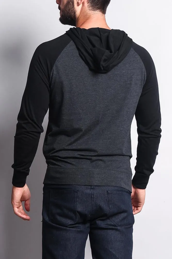 Men's Raglan Light Weight Zip Down Hoodie