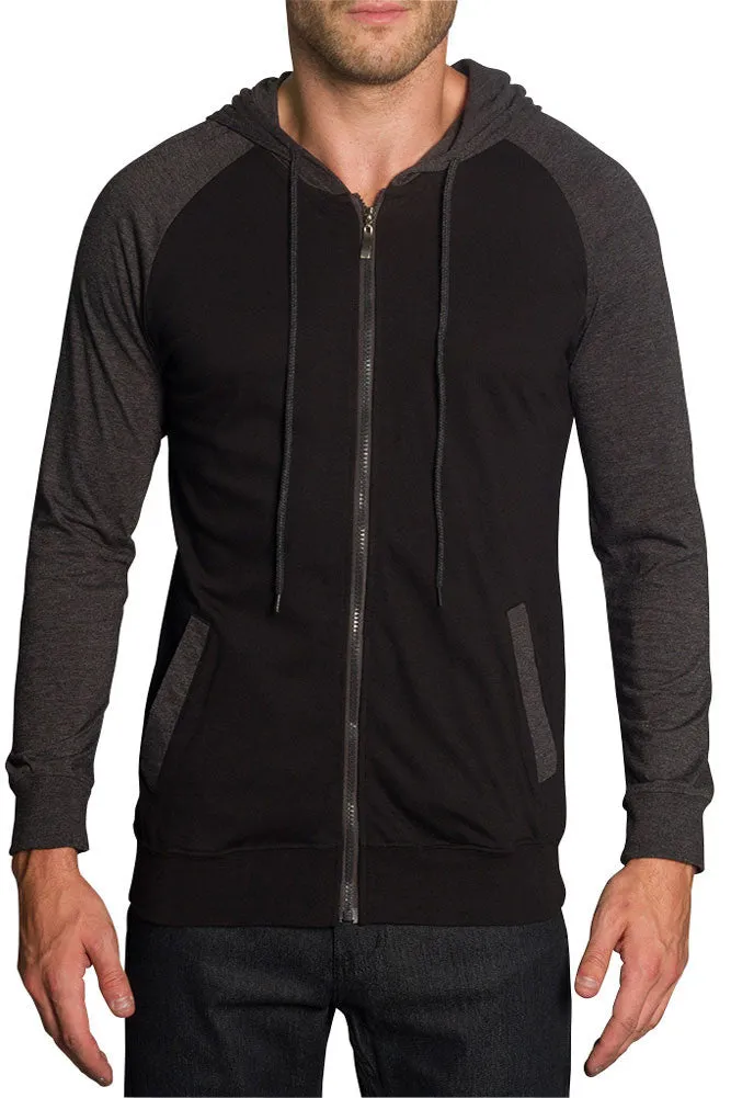 Men's Raglan Light Weight Zip Down Hoodie