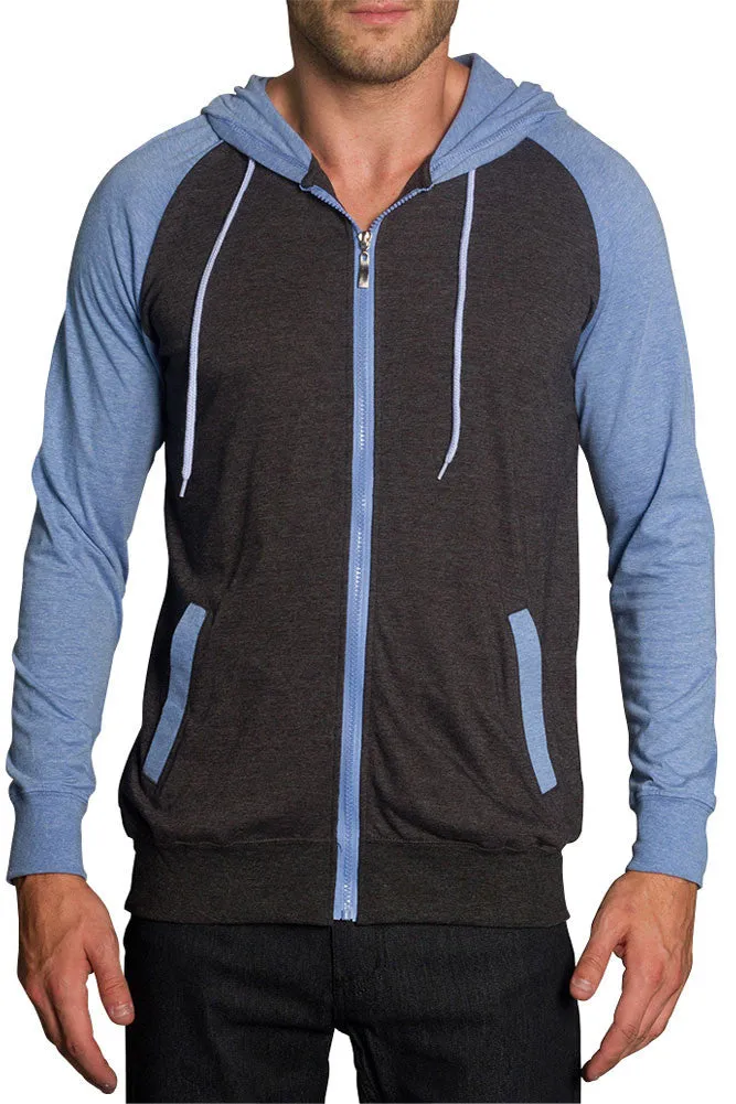 Men's Raglan Light Weight Zip Down Hoodie