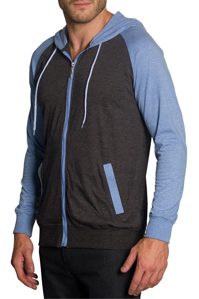 Men's Raglan Light Weight Zip Down Hoodie