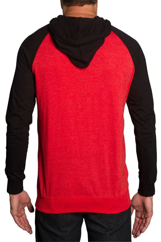 Men's Raglan Light Weight Zip Down Hoodie