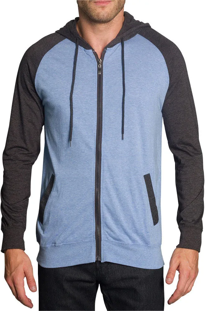 Men's Raglan Light Weight Zip Down Hoodie