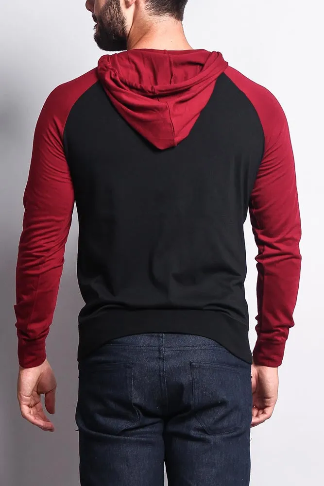 Men's Raglan Light Weight Zip Down Hoodie