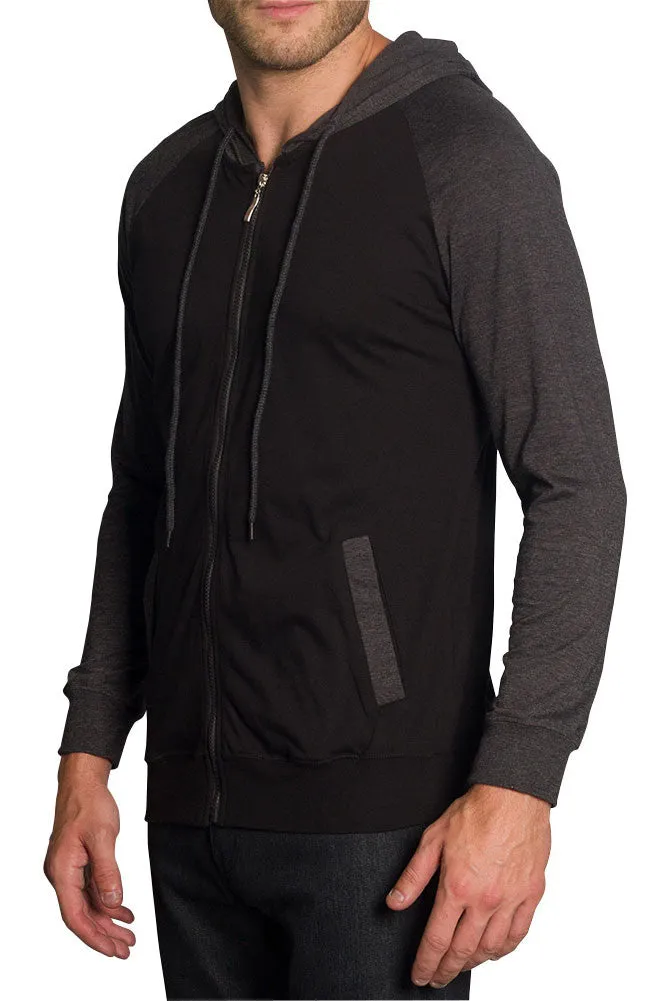 Men's Raglan Light Weight Zip Down Hoodie