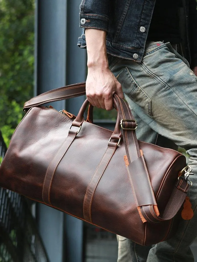 Mens Travel Bag, Full Grain Leather Duffel Bag, Handcrafted Duffle Bag, Weekend Luggage Bag,Unique Christmas Gifts,Carry-on Bag