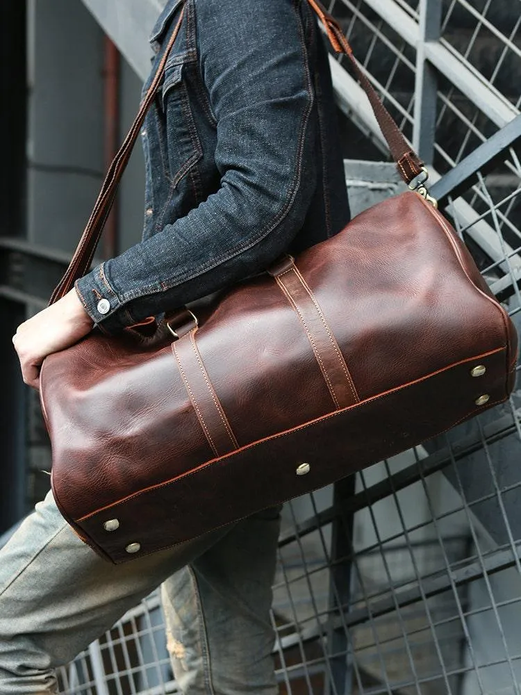 Mens Travel Bag, Full Grain Leather Duffel Bag, Handcrafted Duffle Bag, Weekend Luggage Bag,Unique Christmas Gifts,Carry-on Bag