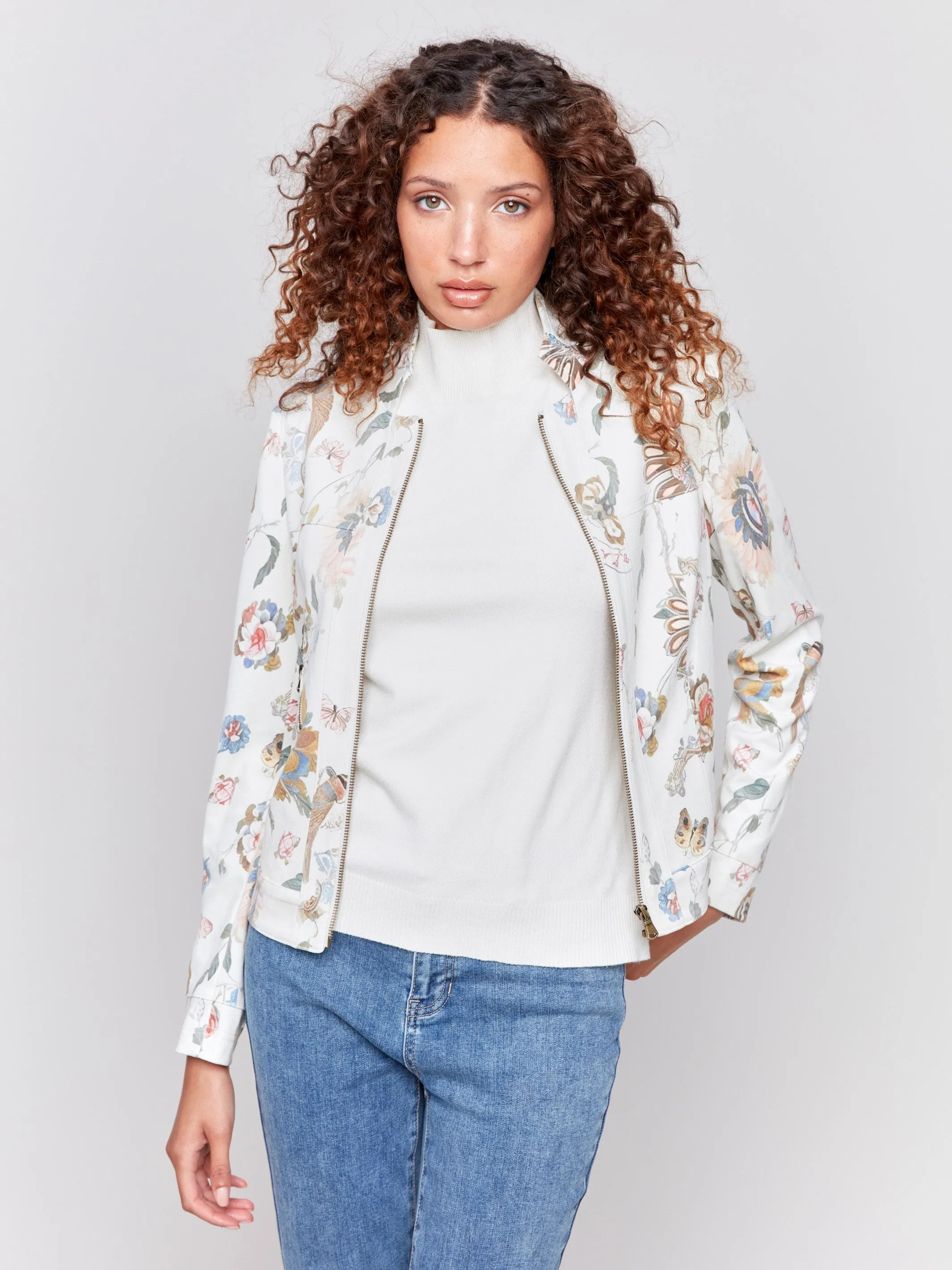 Printed Vintage Faux Leather Jacket - Cashmere