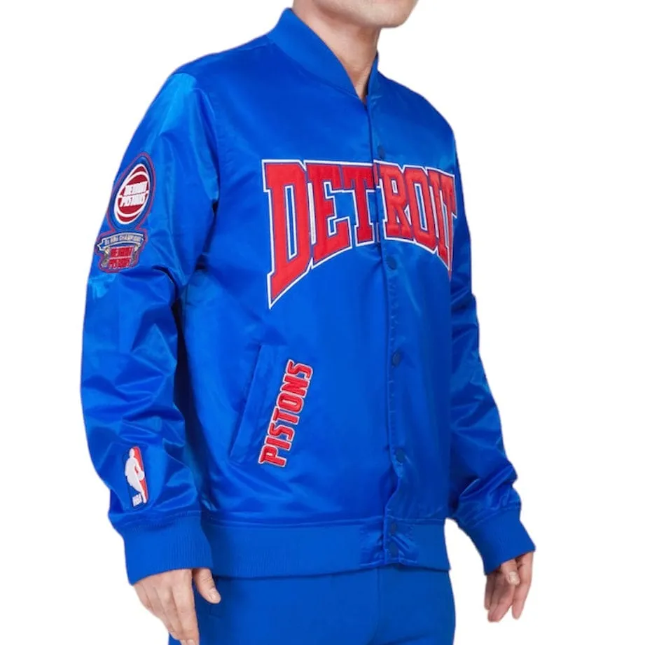 Pro Standard Detroit Pistons Crest Emblem Satin Jacket (Royal Blue)