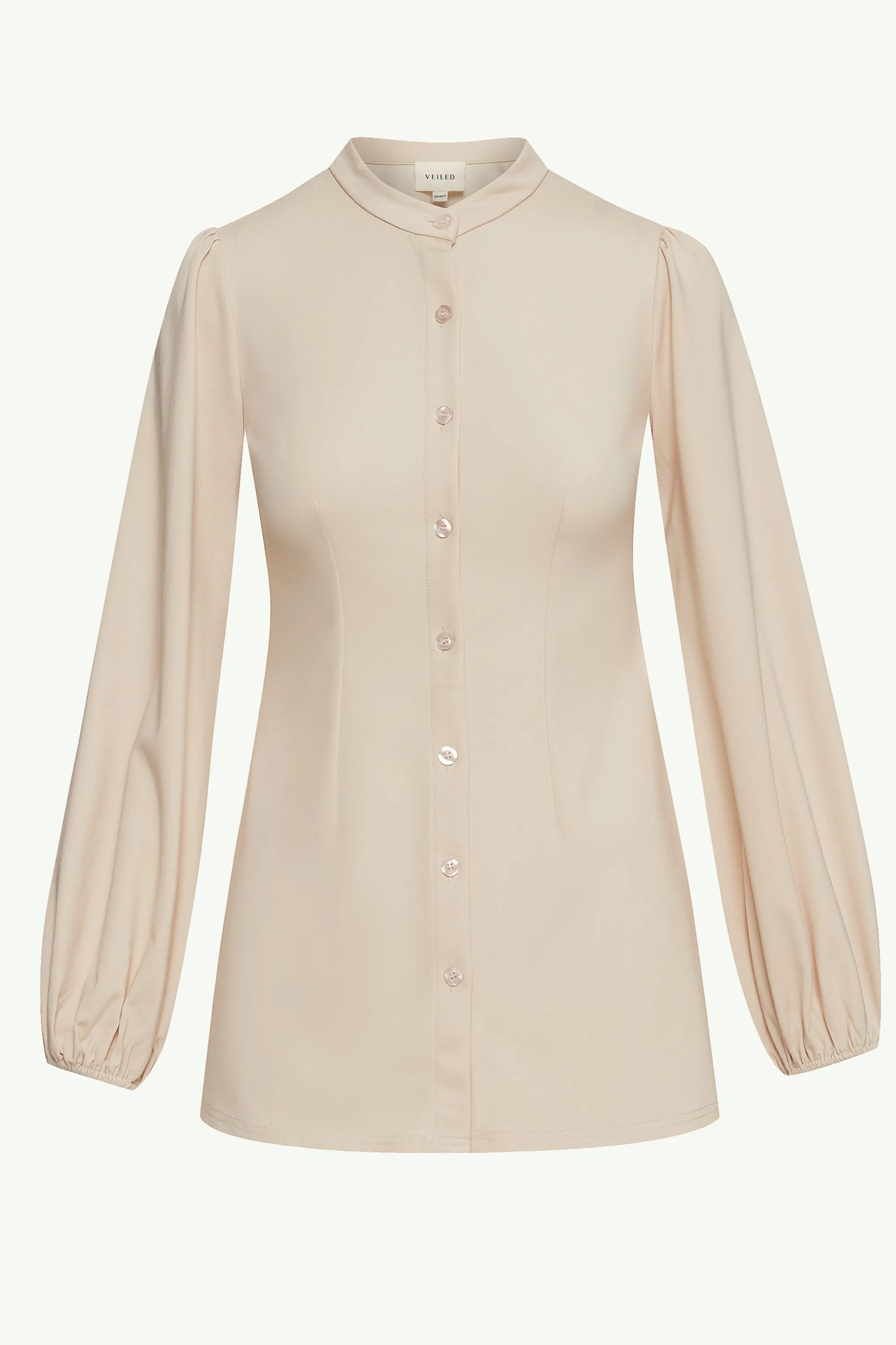 Rayana Jersey Button Down Top - Light Sand