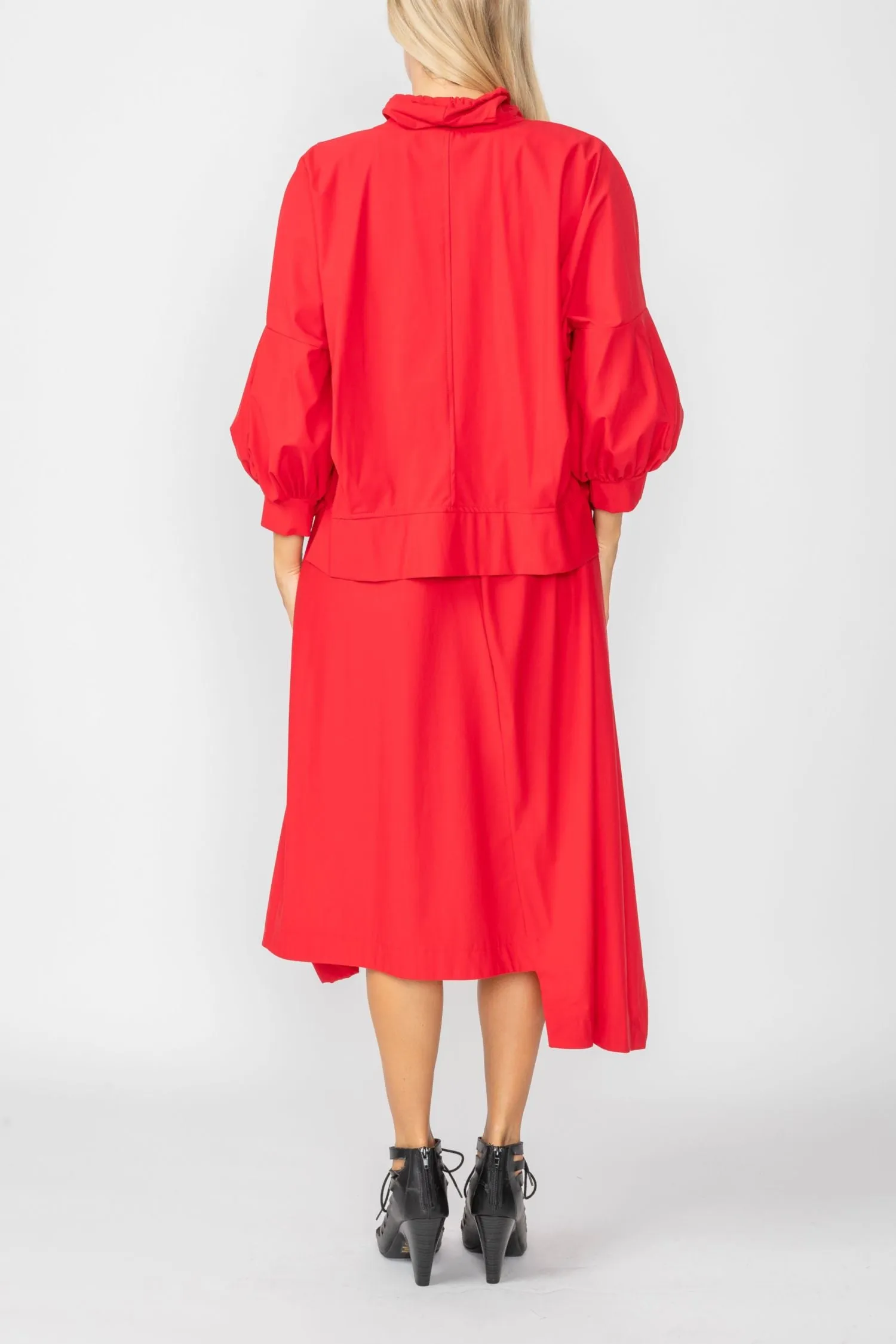 Red Pull On Collar and Bell Sleeve Jacket