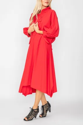 Red Pull On Collar and Bell Sleeve Jacket