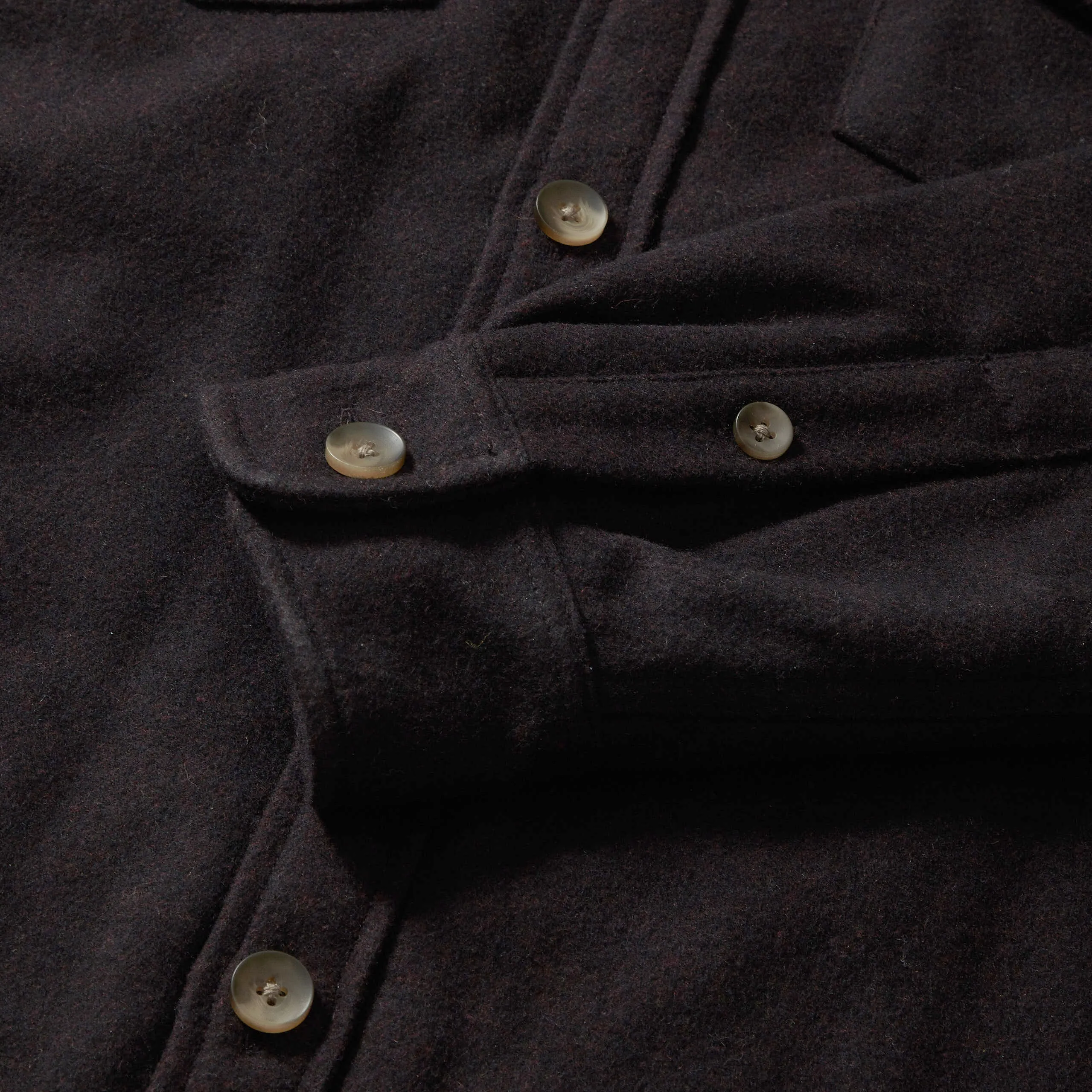 Retro Wool Padded Shirt Jacket - Dark Raisin