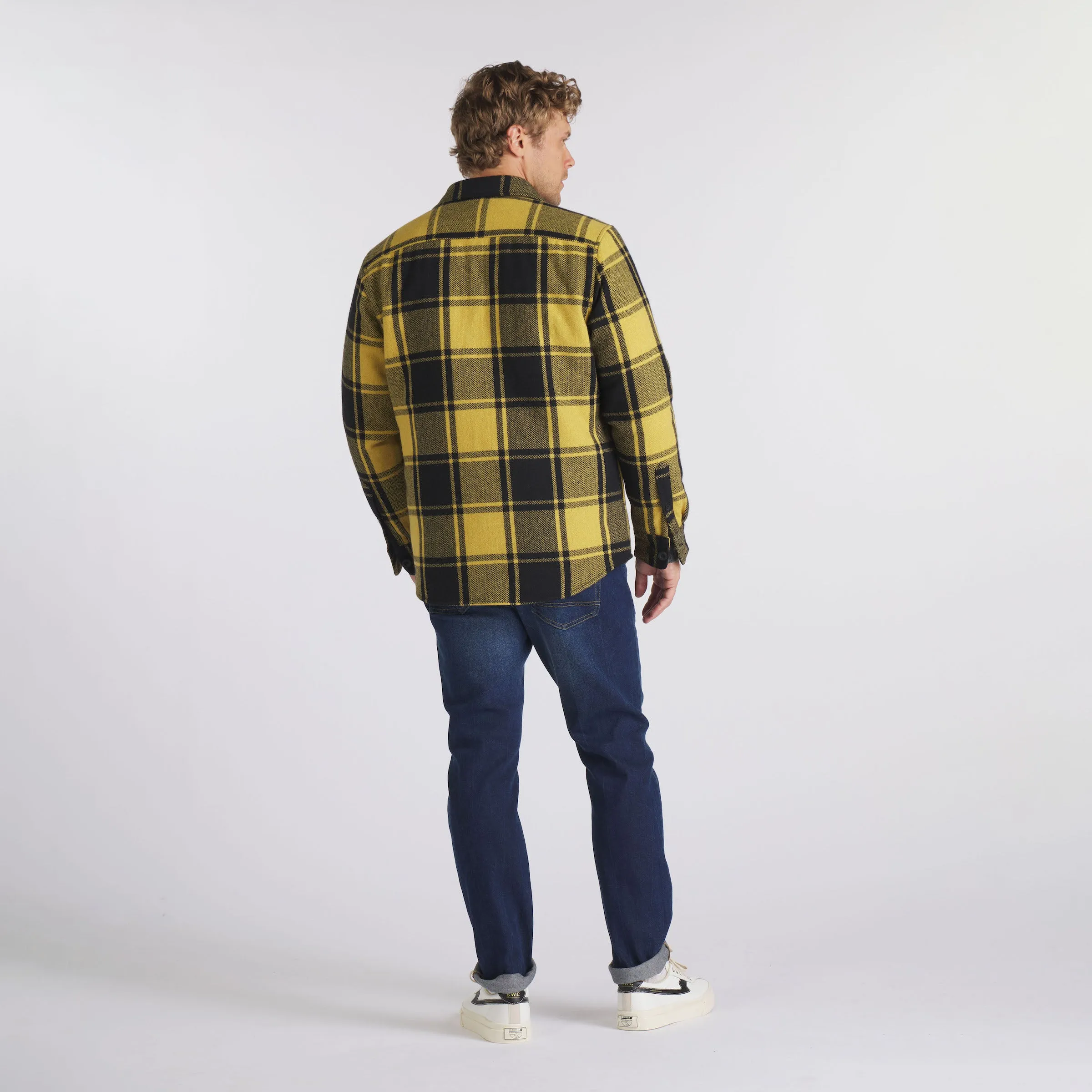 Retro Wool Padded Shirt Jacket - Mustard Black