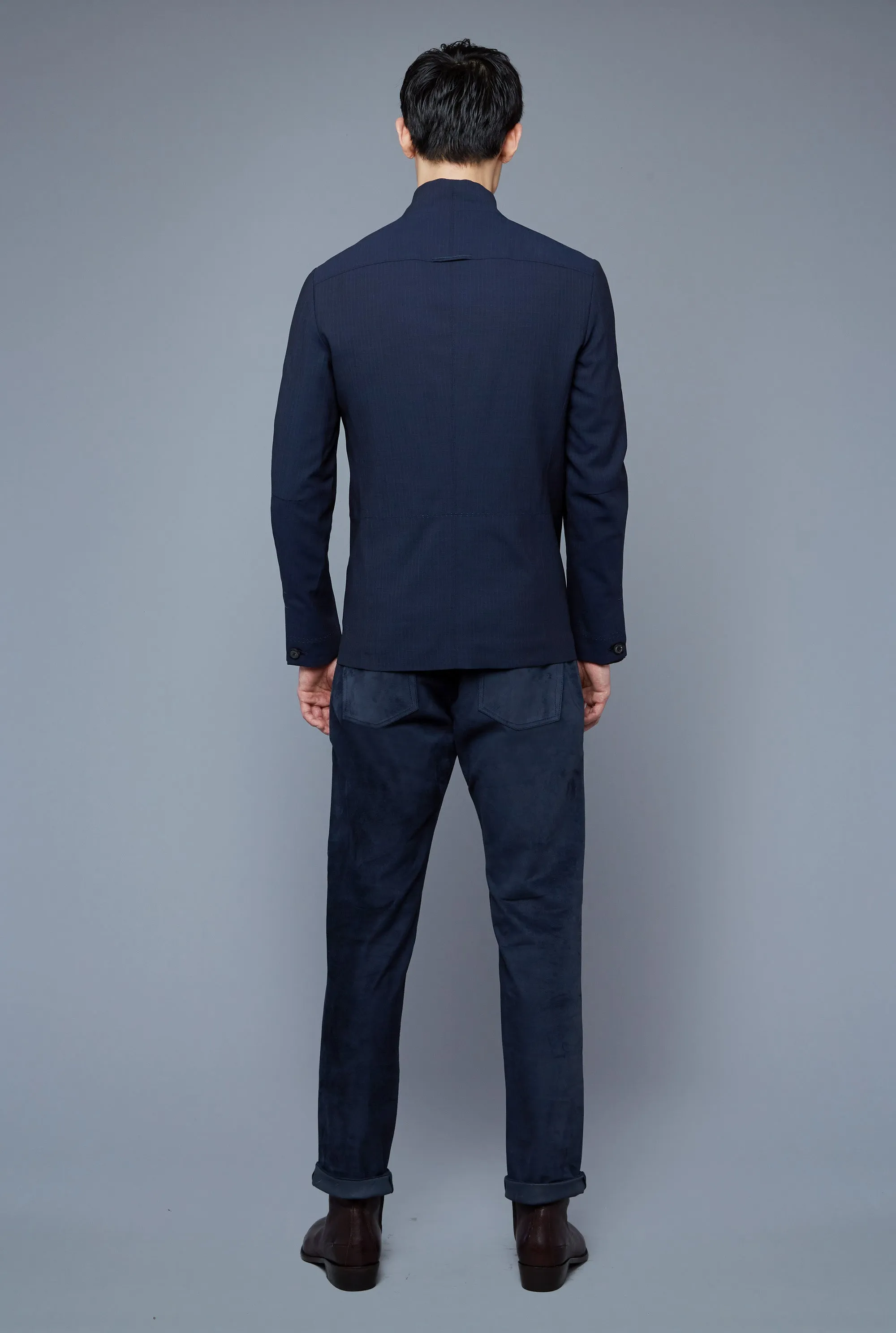 Seasonless Bomber | Navy Pinstripe