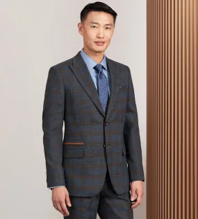 Slim Fit Blue Plaid Suit Jacket