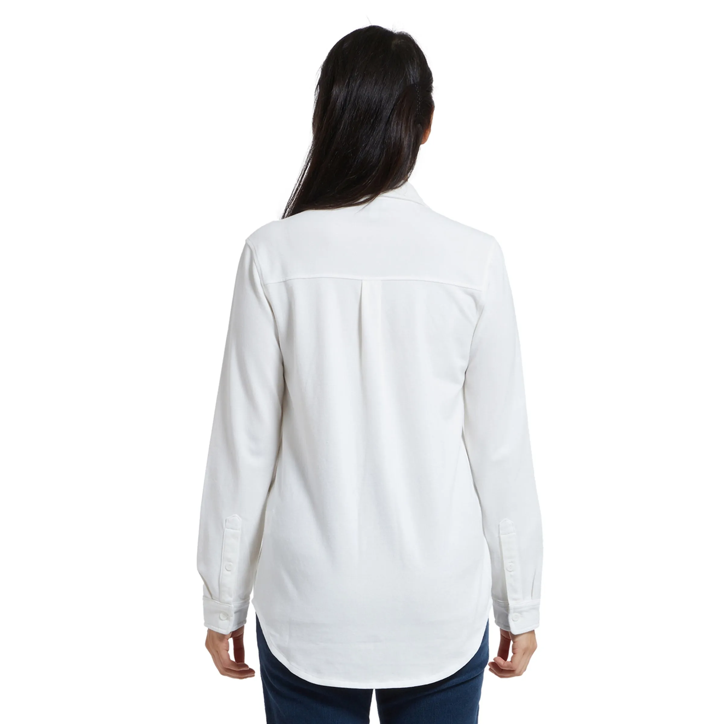 Slim Knit Women's Long Sleeve Shirts - Eggshell (Final Sale)