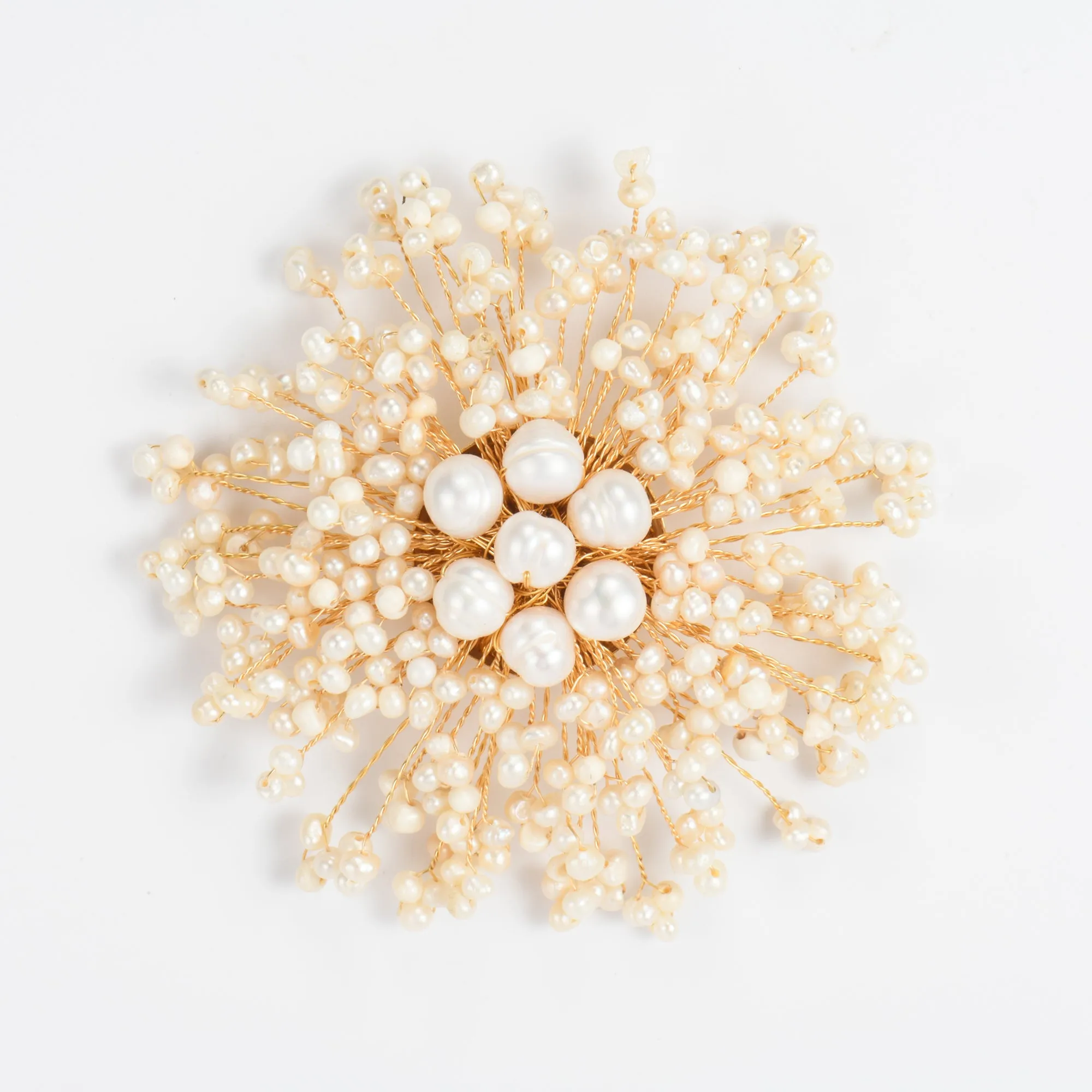 Snow Flakes Pearl Brooch