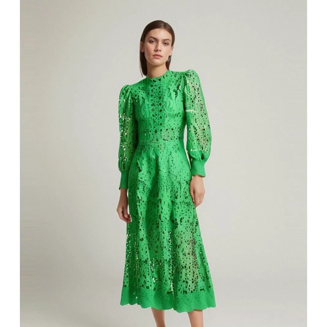 The Fern Long Lantern Sleeve Dress