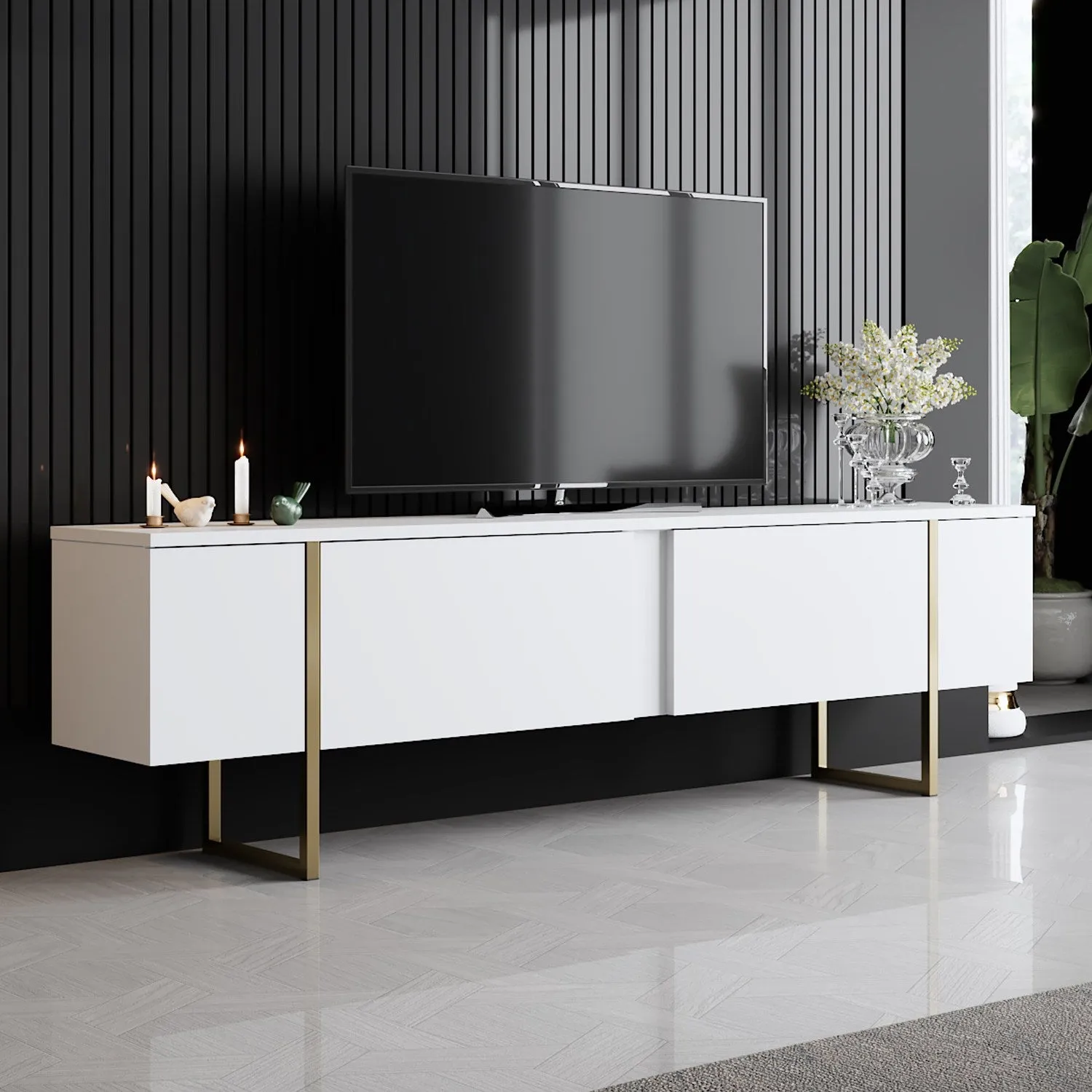 TV Stand Luxe - White Gold