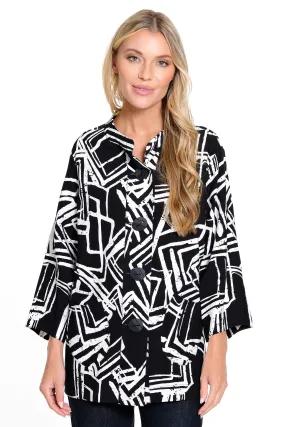 Woven Printed Jacket - Petite - Black & White Print